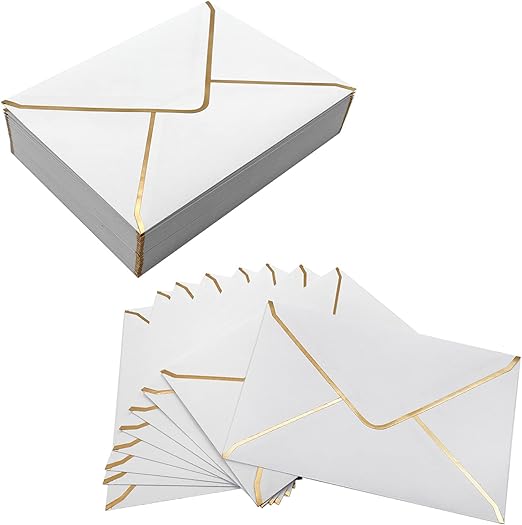 50 PCS Luxury Invitation Envelopes - 5x7 White Envelopes for Wedding, Graduation
