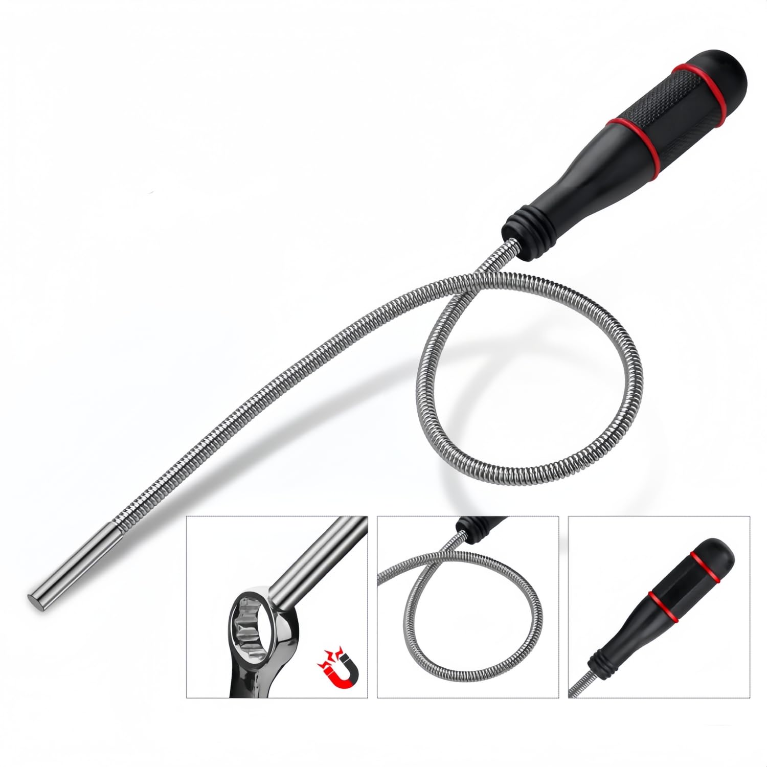 Herramienta de Recogida Magnética Flexible,Varita de Elevador Magnético,Herramienta Telescópica,Iman Flexible Extra Fuerte