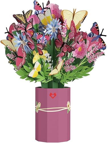 Lovepop Ramo de flores y mariposas de acuarela, ramo de flores de papel de 10.25 x 7.5 pies, tarjeta de felicitación para el día de la madre