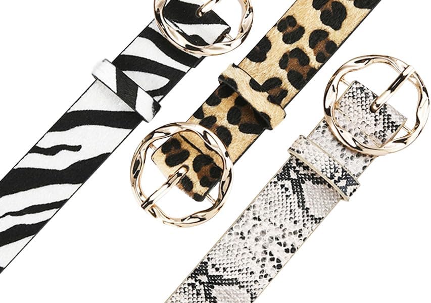 CRIZAN Womens Vintage Snake Leopard Leather Waist Jeans Belt Dress Belts with Alloy Buckle Set for Women - Image 5