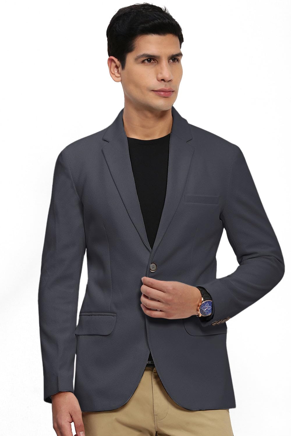 showoffff Men's Single Breasted Slim Blazer-picture-44