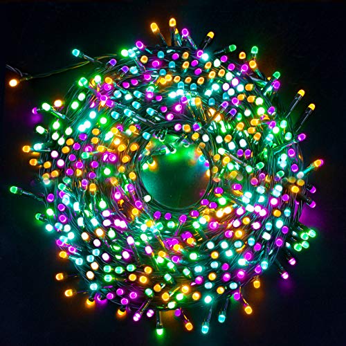Luces Navidad Exterior, Ulinek 20M 200LED Guirnaldas Luces Navidad 4 Colores Cadena Luces con 8 Modos IP44 Impermeable Luces LED Decorativas para Arbol Navidad Interior Habitacion Jardin Fiesta Bodas