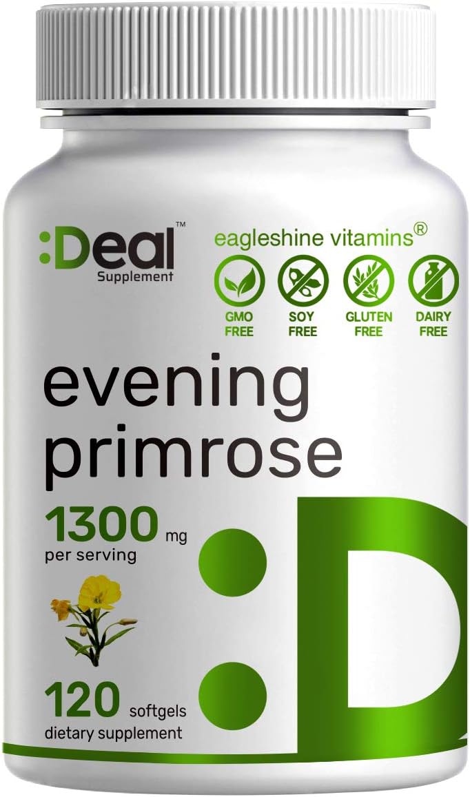 Evening Primrose Oil 1300mg Softgels, Standardized to 10% GLA (Gamma-Linolenic Acid) | Cold Pressed | Non-GMO & No Gluten | Up to 4 Months Supply : Health & Household