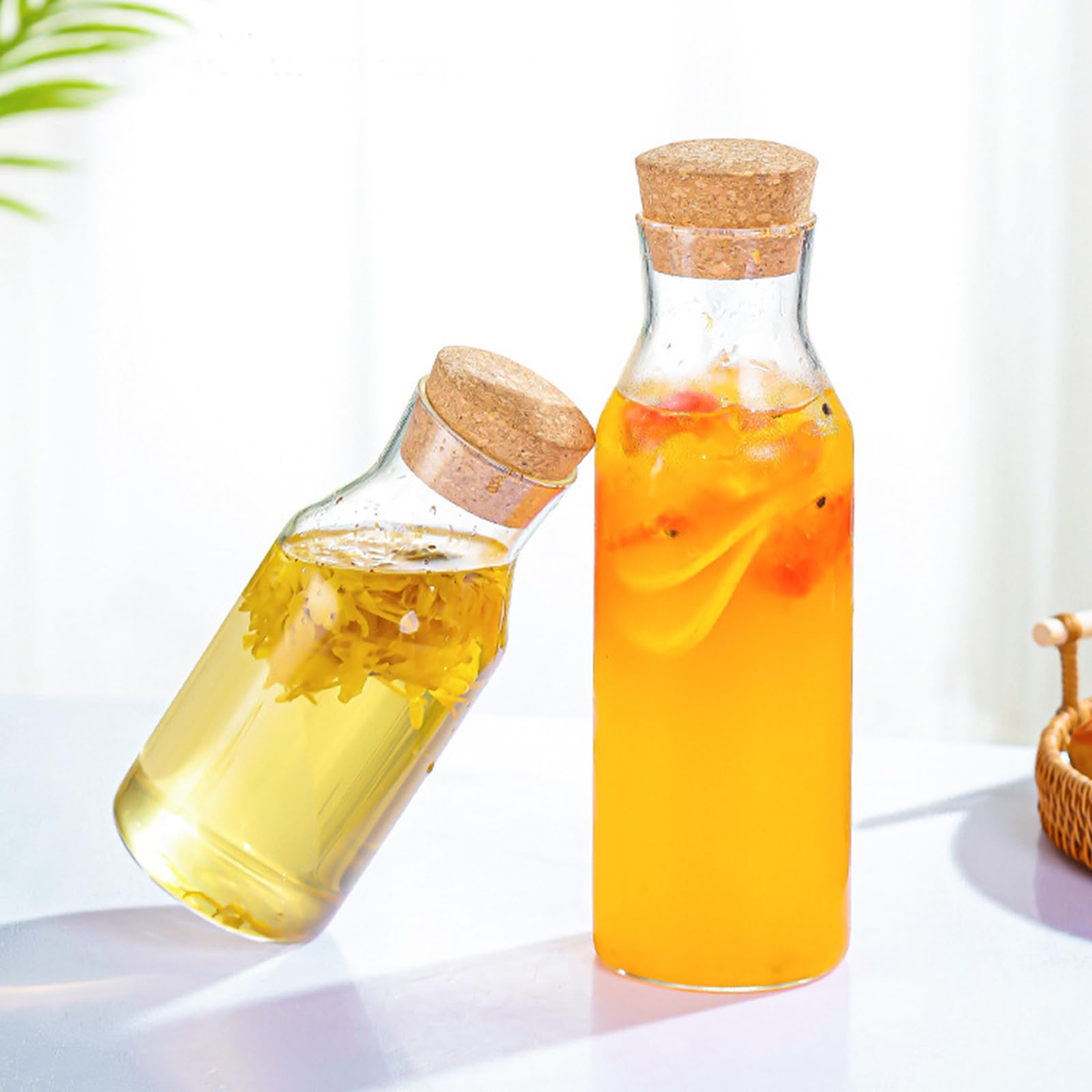 Lot de 4 distributeurs de lessive en verre avec couvercle hermétique de 1200 ml - Pour dosettes de lessive liquide