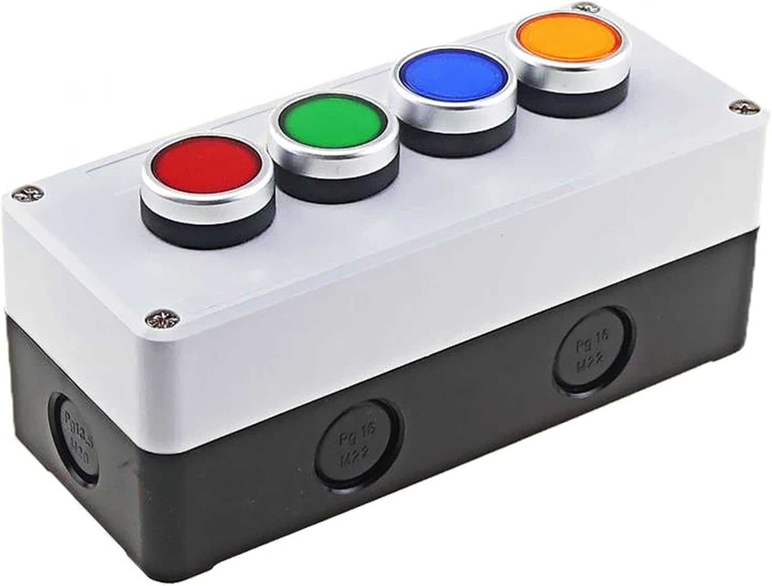 Control Box with Light Button Switch 24V/220V with Emergency Stop Button self Reset Industrial Switch Waterproof Box (Color : 4 R rotateRGY, Size : 24V)