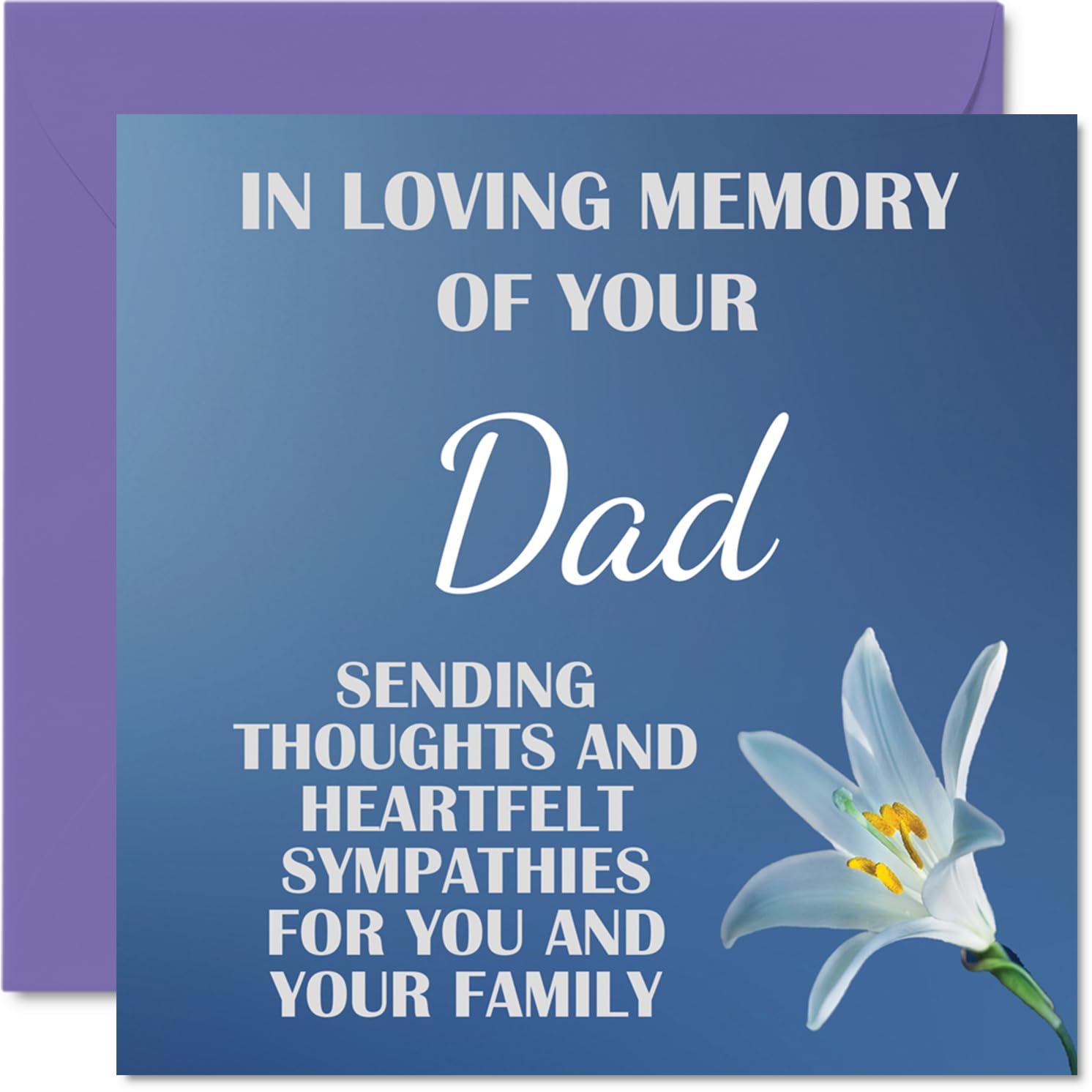 Sympathy Cards - In Loving Memory Of Your Dad Card - Sorry Mourning Bereavement Cards for Adults, 145mm Condolences Thinking of You Card, Flowers Sympathy Greeting