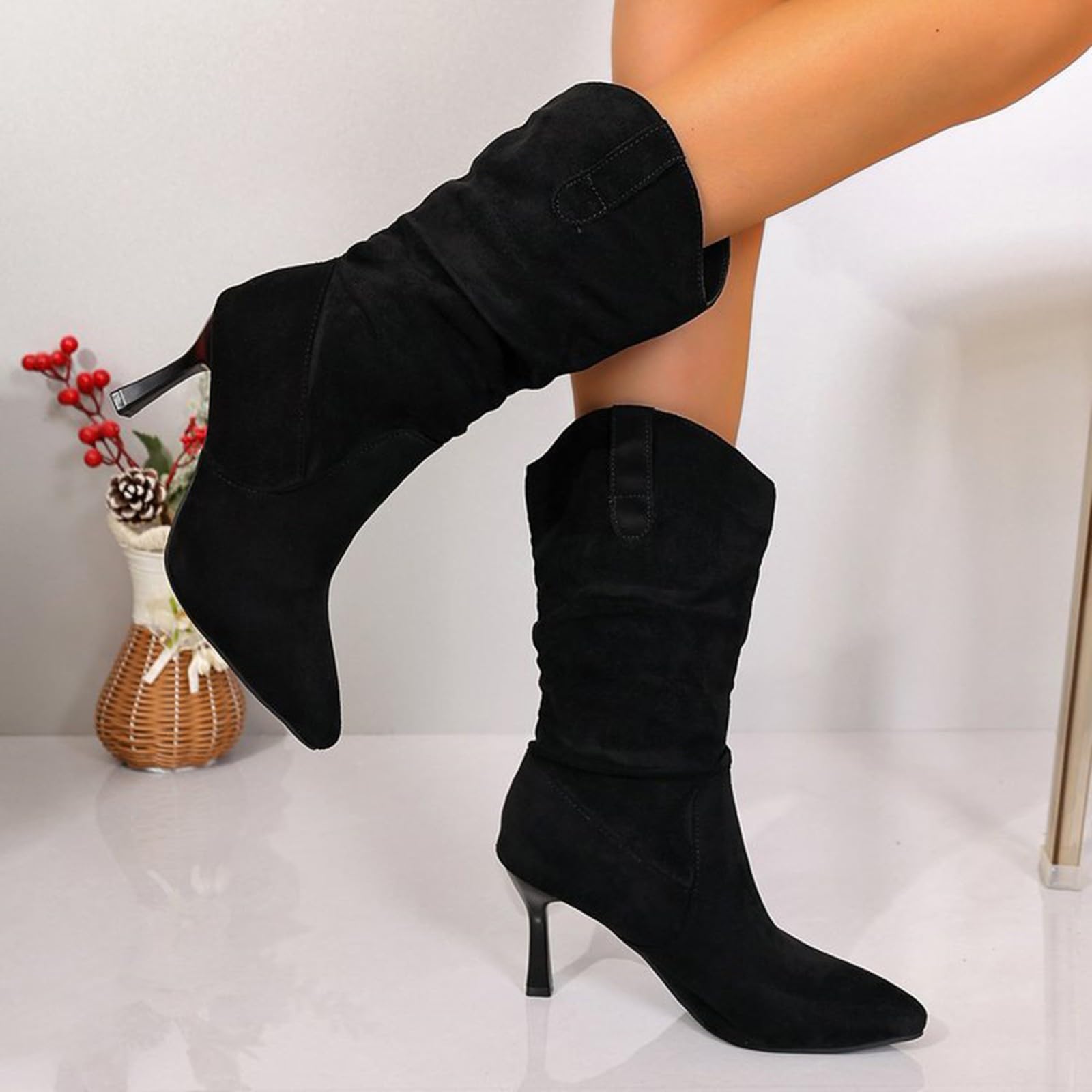 Botines Mujer Con Tacón Ante Botines Encaje Tacón Stiletto