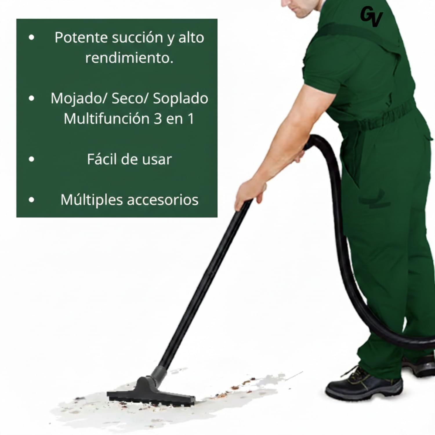 Aspiradora Multifunción,solidos y liquidos, 20L, 1250W, con 4 Cepillos y numerosos Accesorios. Aspiradora de humedo y seco. Funciona con Bolsa y sin Bolsa. Funcion de succion y de soplado.