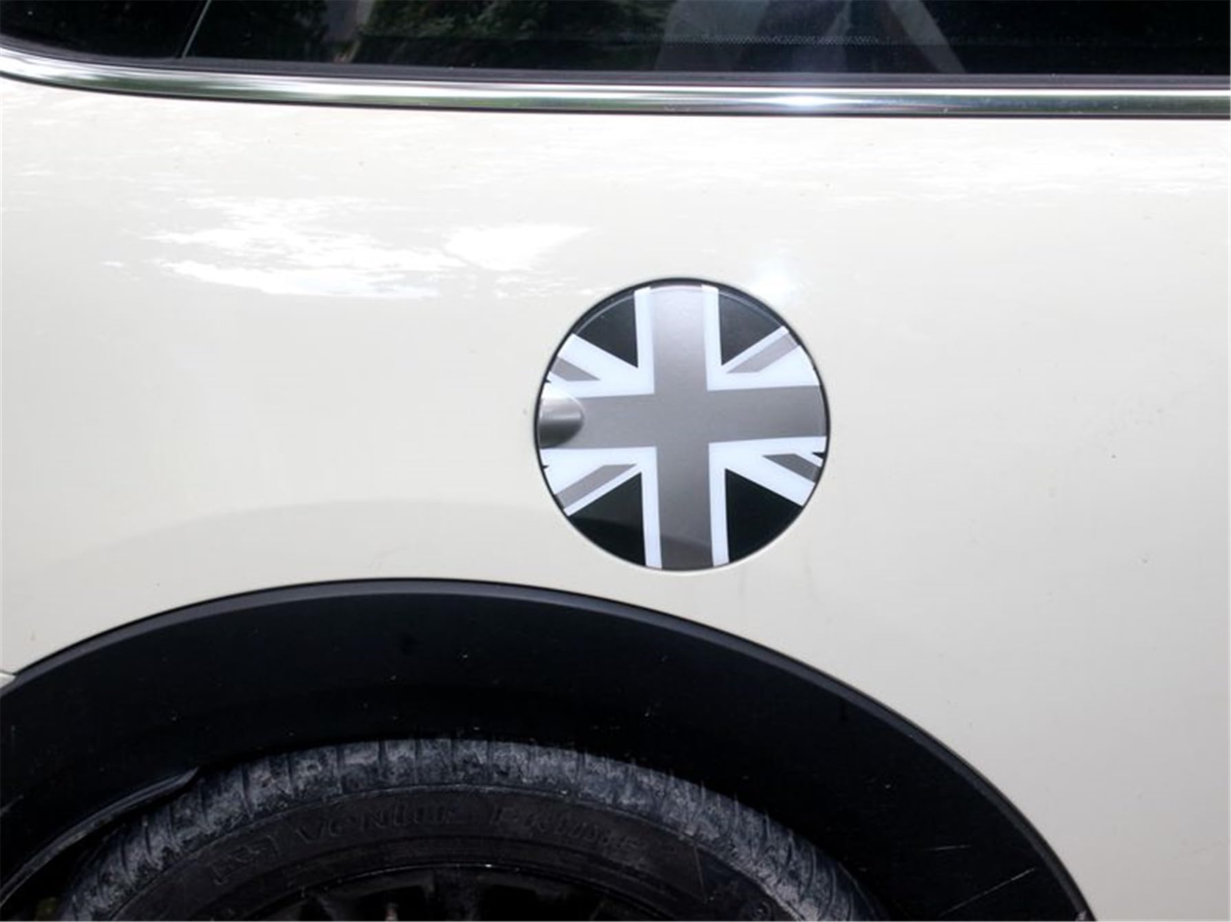 Gas Tank Fuel Overlay Cover Cap Case Compatible with MINI Cooper F56 Hatchback 2014-Present (Union Jack Grey)