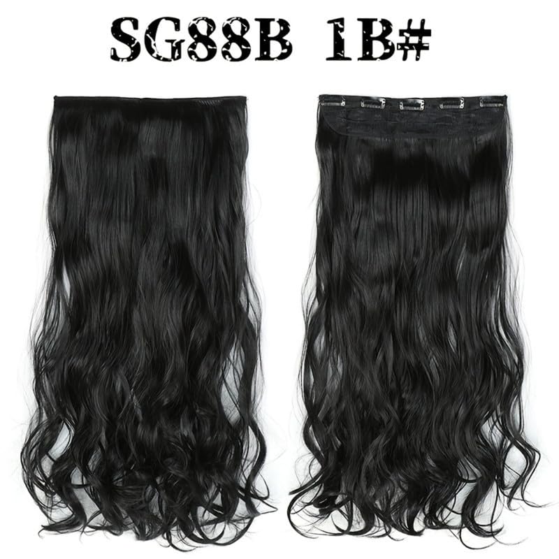 Image of 24 inch Heat Resistant Clip In Synthetic Straight Hair Extensions - Synthetic Hair Extension /Ponytail Long Braided Ponytail With Elastic Hair Ties Synthetic Hair Extensions (Style 11)
