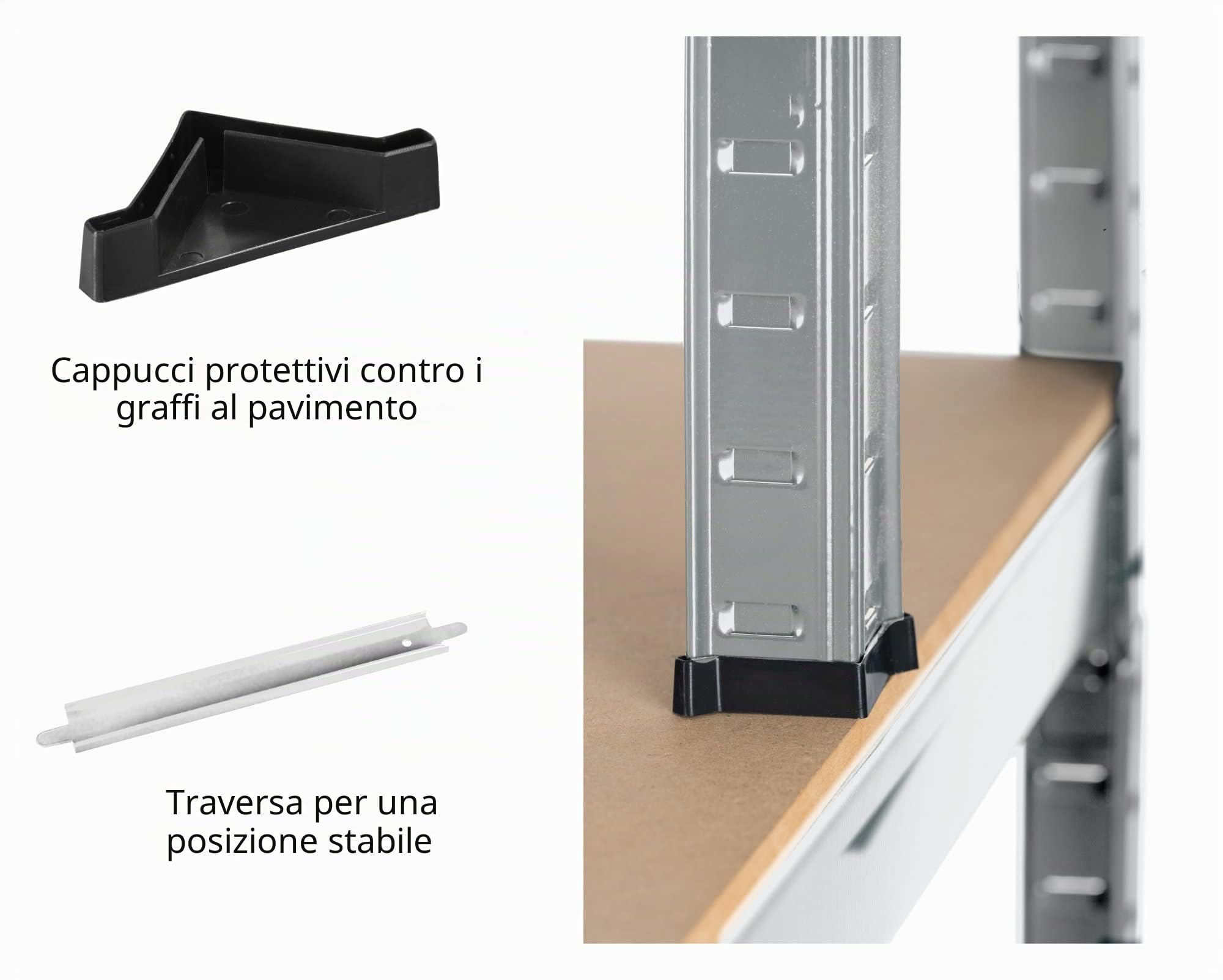 Stagecaptain WBR-175 SR Scaffale da Banco da Lavoro con Ripiani in Legno | Scaffale a incastro robusto per officina, magazzino, cantina e dispensa, Struttura metallica zincata
