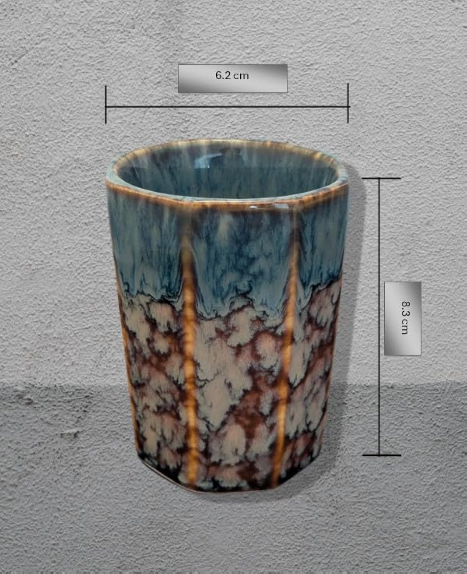 Studio Finish Ceramic Chai Glasses, Marble Effect, Set of 4