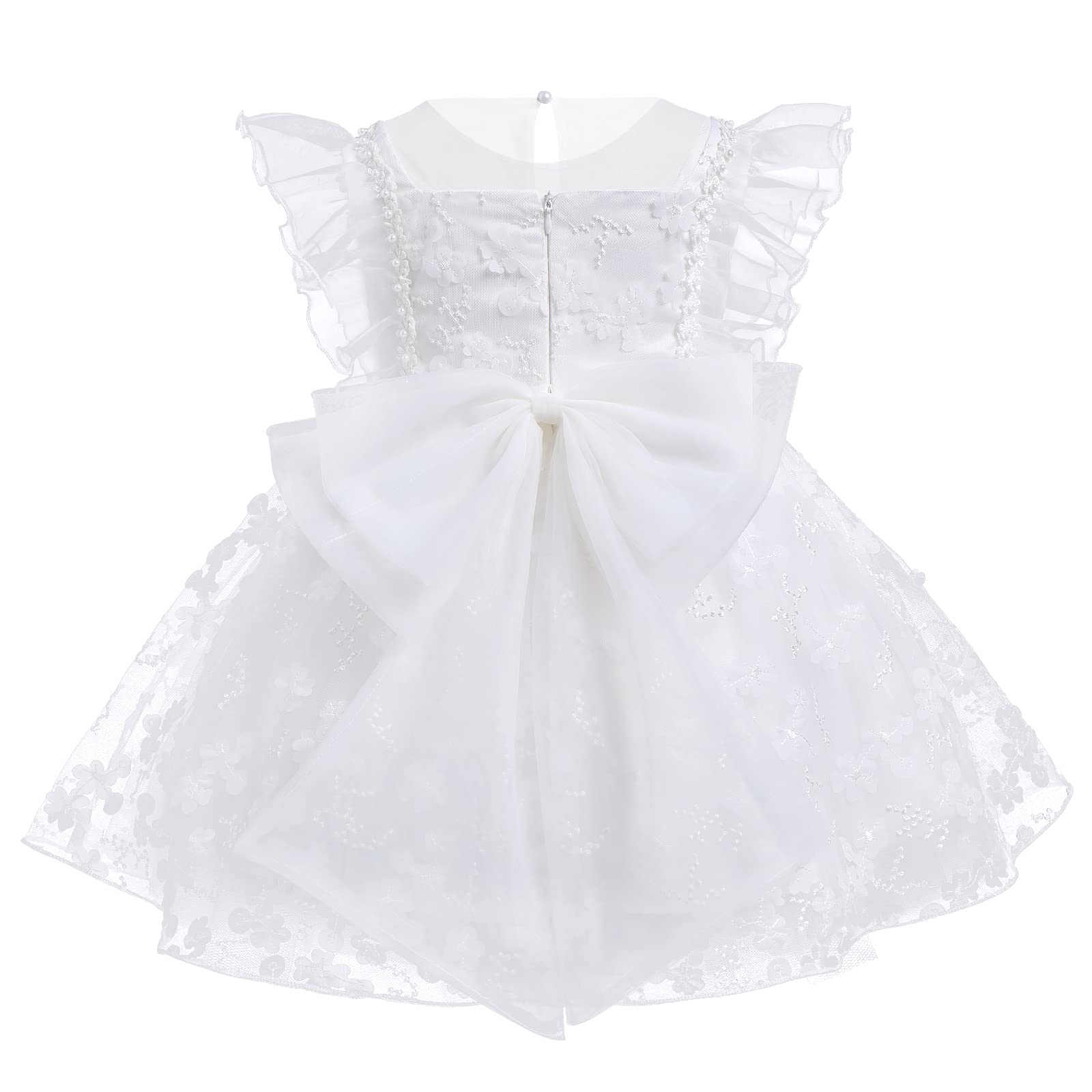 Toddler Pageant Dresses Baby Flower Girl Dress Baptism Christening Butterfly 1st 2nd Birthday Cake Smash Outfit Princess Infant Easter Dress Evening Wedding First Communion Gowns White 6-12 Months