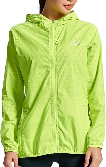 Runtiger Running Jacket Women Waterproof with Hood Lightweight Active Outdoor Raincoat Windbreaker