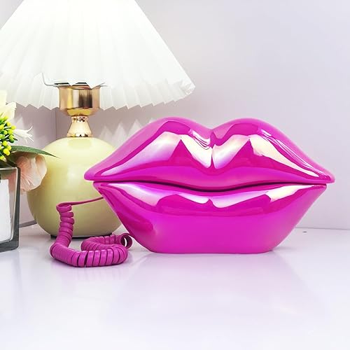 Miniatura 24 de TelPal Teléfonos fijos con cable para el hogar, divertido regalo de teléfono de labios, teléfono de boca con cable, teléfono fijo real, teléfonos