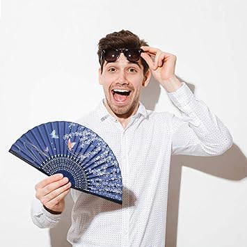 2 Pieces Folding Hand Fans for Women, Chinese Handheld Folding Fan
