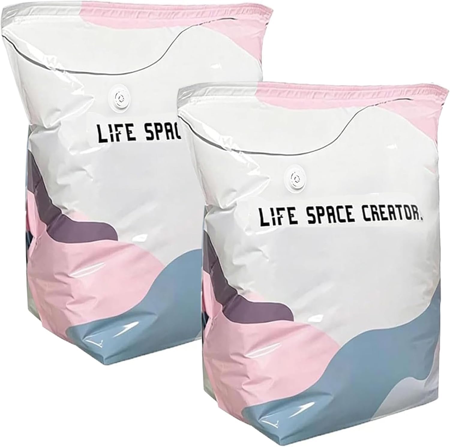No‑Pump Vacuum Storage Bags, Press Seal, No Pump Needed, Thickened Non Suction Vertical Compression Bag, Space Saver Dust-proof Vacuum Seal Bag for Comforters, Blankets, Clothes 2PCS (L)