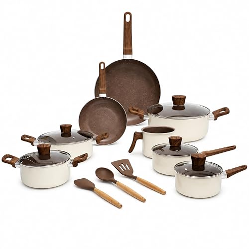 Jogo de Panelas de  Ceramica Calcarea 10 Peças Antiaderente (Terracota)