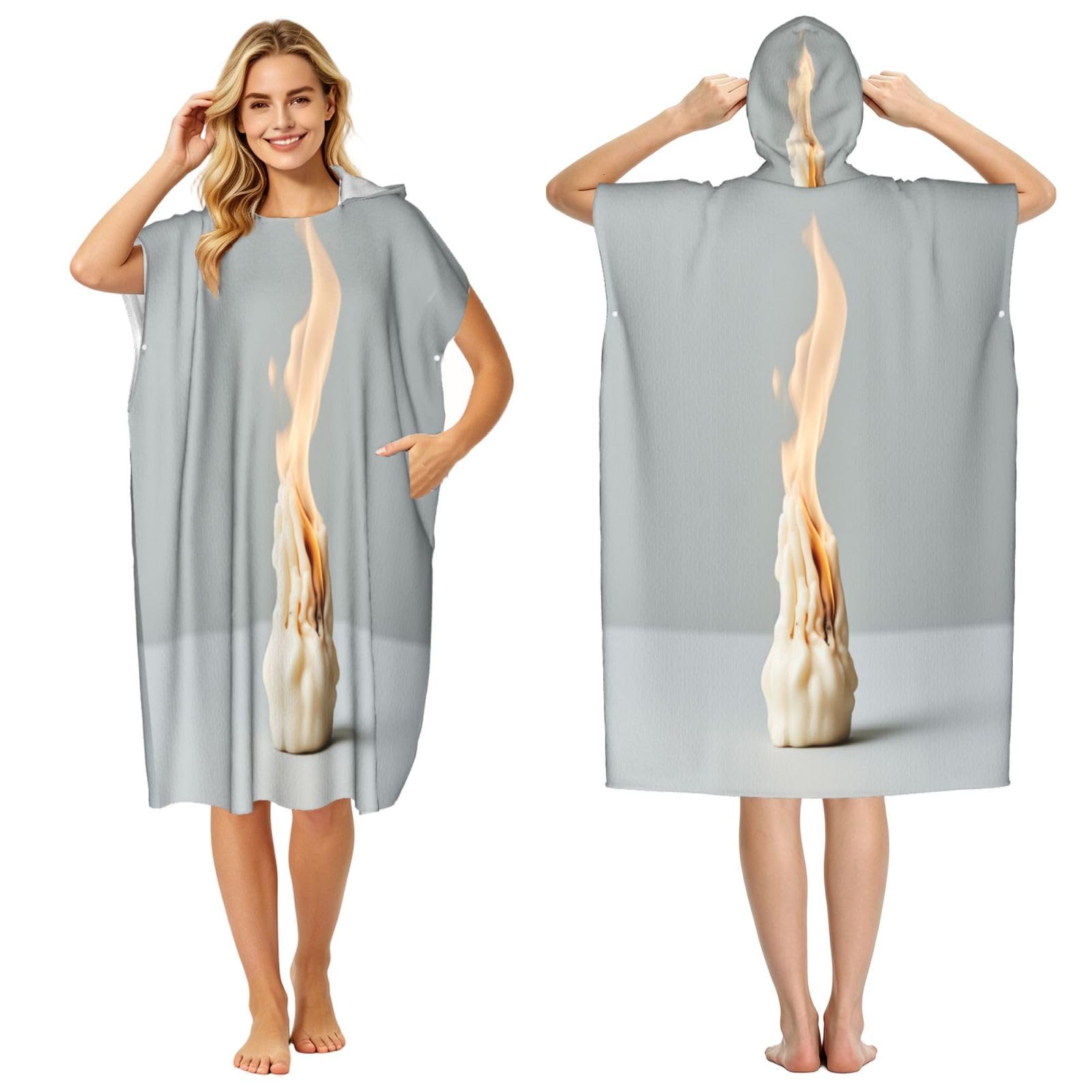 DTHKJNLSF Magical Fire Adult Hooded Beach Poncho Towel