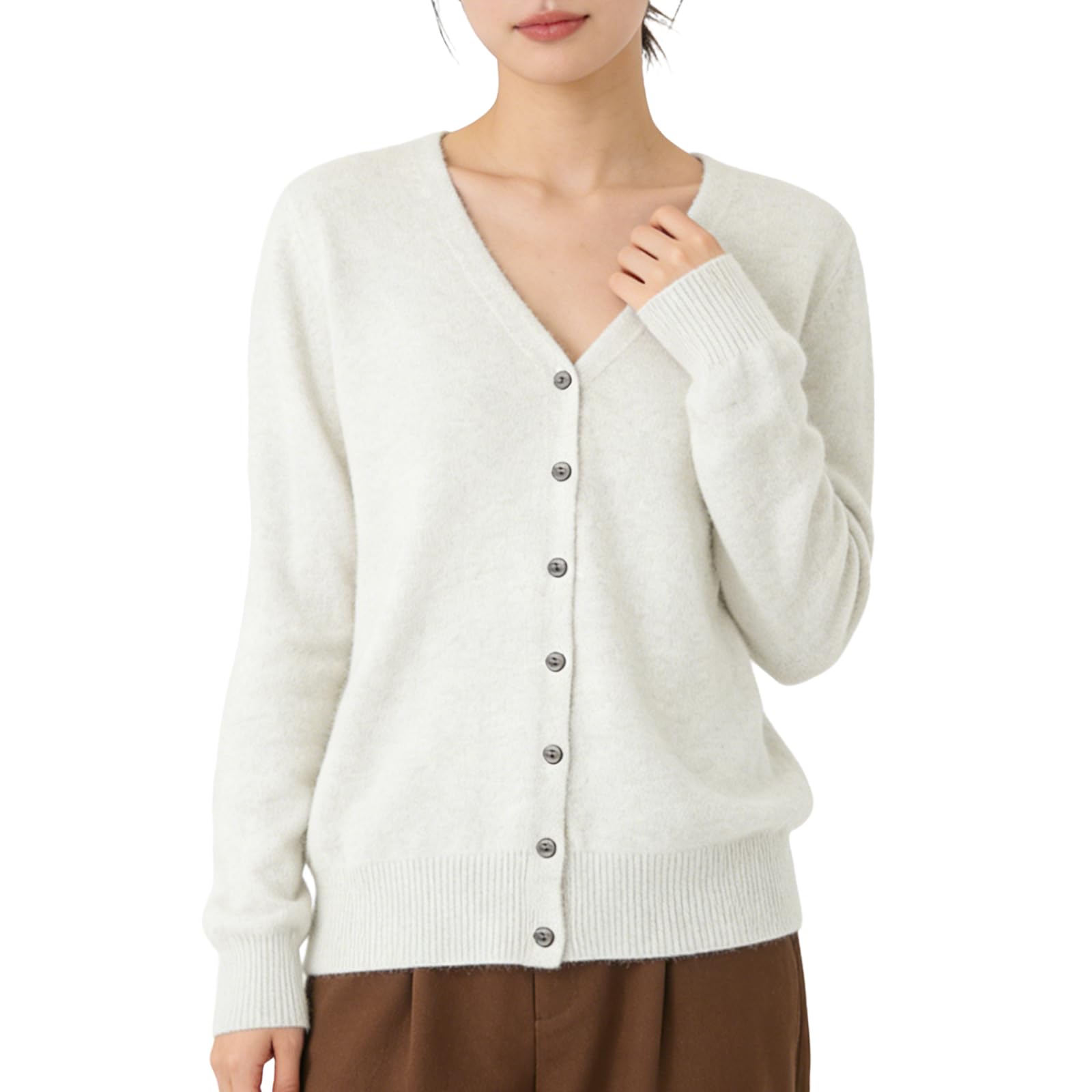 [Amtop] カーディガン レディース Vネック ニット カシミヤタッチ 前開き 【23色】 高伸縮 小顔 着痩せ 暖かい 冷房対策 羽織り 無地 コート カジュアル オフィス 通勤 日常