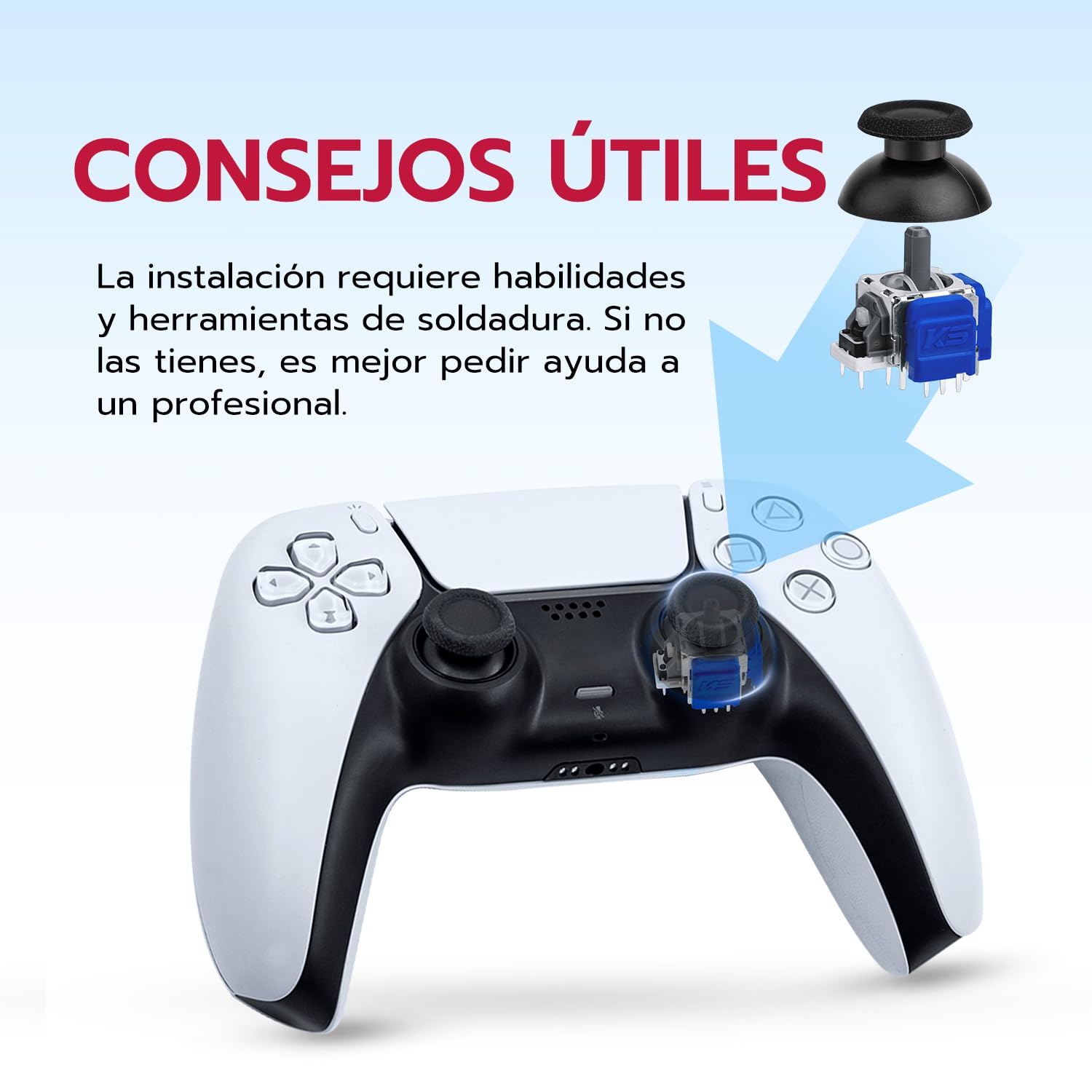 Tolesum Kit de Reparación de Joysticks TMR para Mando PS5, 2 Joysticks Analógicos con Tapas, Destornillador y Herramientas, Tecnología TMR de Respuesta Rápida
