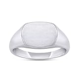 Wishrocks Plain Signet Band Ring Square Shaped In 14K Gold Plated Sterling Silver Satin Finish Statement Ring Gift For Him Her