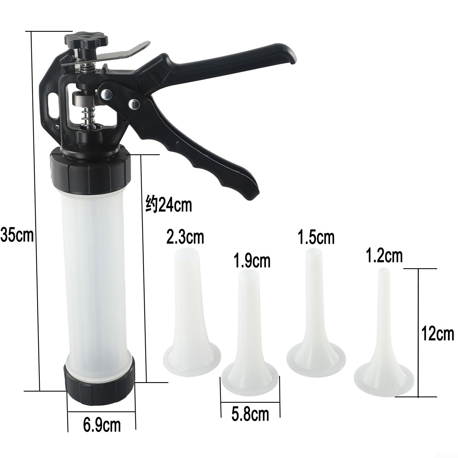Manual Sausage Maker, Meat Stuffer Filler Hand Operated Salami Maker, Hand Squeeze Enema With 4 Funnel, Hand Operated Sausage Stuffer For Family Reunion