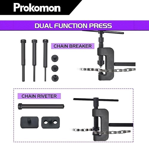 Miniatura 4 de Prokomon Kit de herramientas para romper cadenas de 13 piezas herramienta de remache de cadena de motocicleta y ATV, herramienta de extracción de