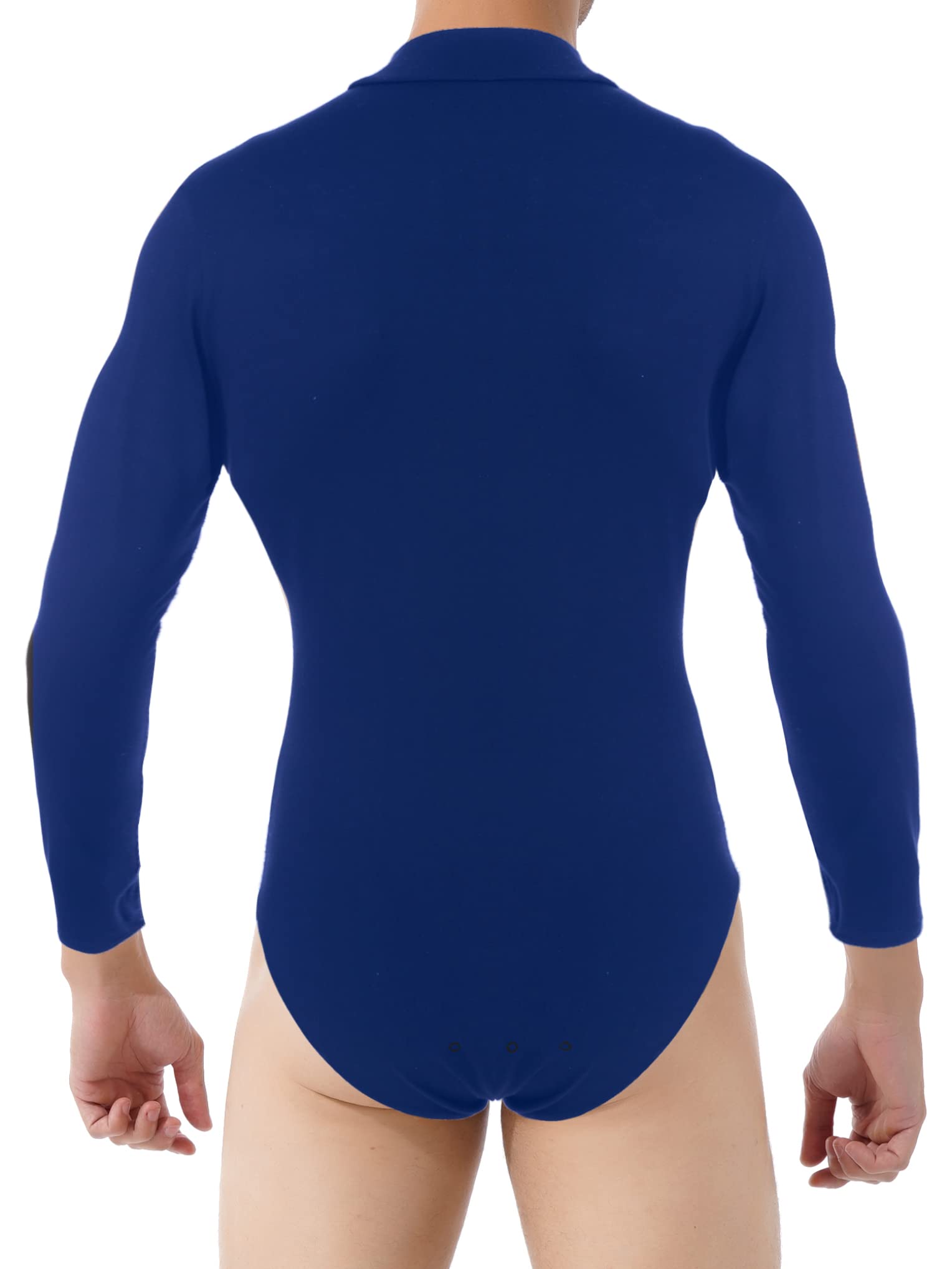 Taniec Mailot z długim rękawem męskie body sportowe body trykot symulowany kołnierz koszulka taneczna odzież
