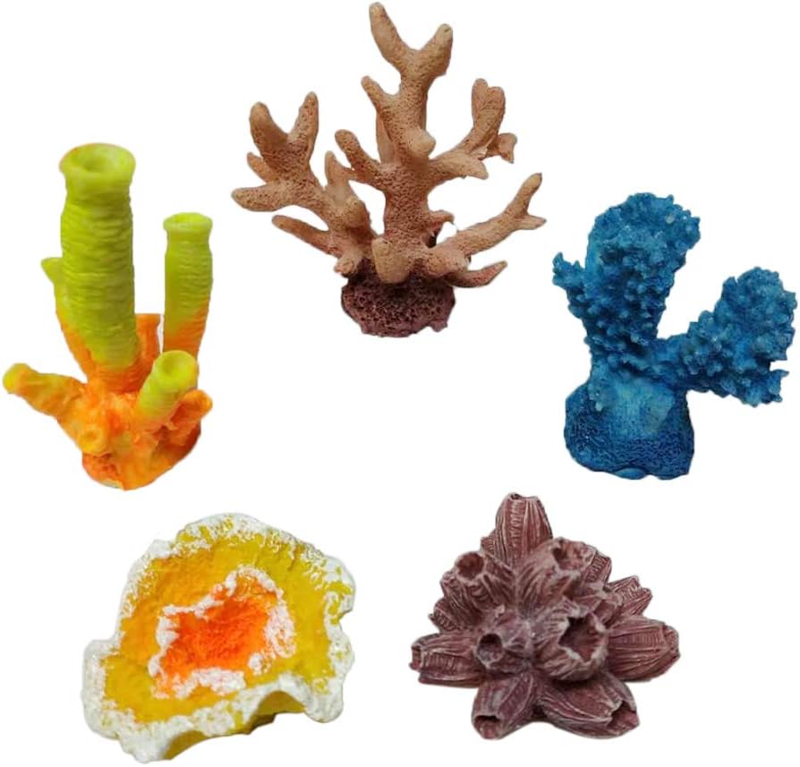 Artificial Coral, Multiple Styles Fake Resin Miniature Reef for Fish Tank Aquarium Small Decoration Vibrant,Beautiful and Realistic Ornaments