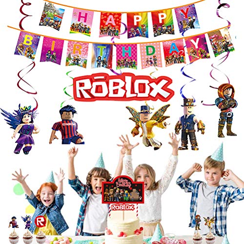 Roblox Roblox Motto Party Supplies Roblox Party Favor Roblox Hanging Swirl Decoraties Happy Bithday Banner Spellen Cake… - Image 5