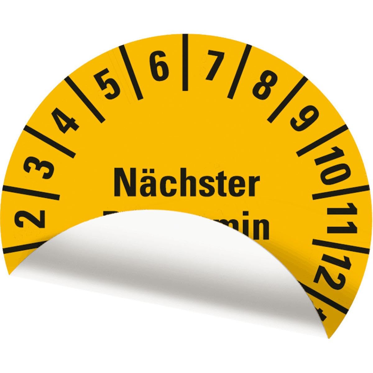 Prüfplakette Nächster Prüftermin, 26-31, gelb, Folie, ablösbar, Ø 15mm, 60/Bogen