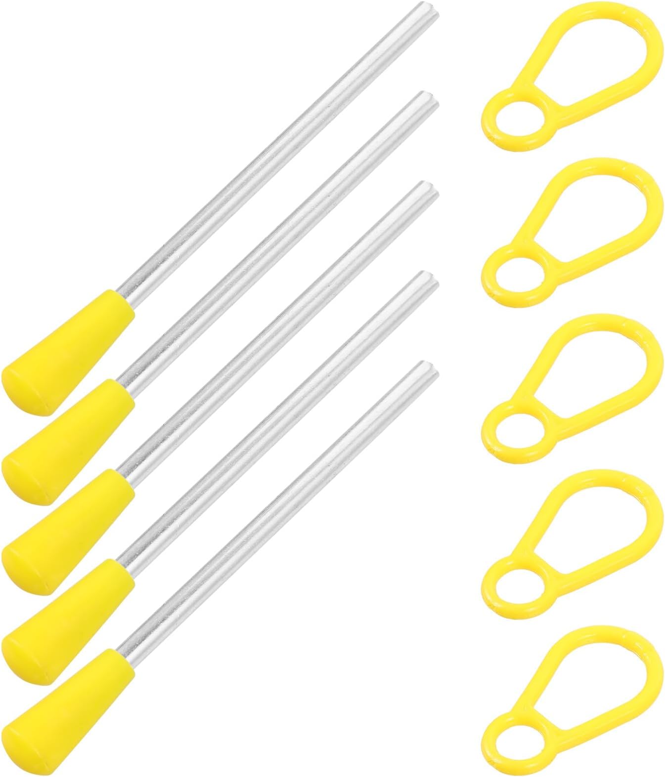 YARNOW 10Pcs Triangle Iron Percussion Mallets and Handheld Triangle Rings Set for Early Education Music Teaching Plastic Handle Sticks for Classroom Performance and Rhythm Practice