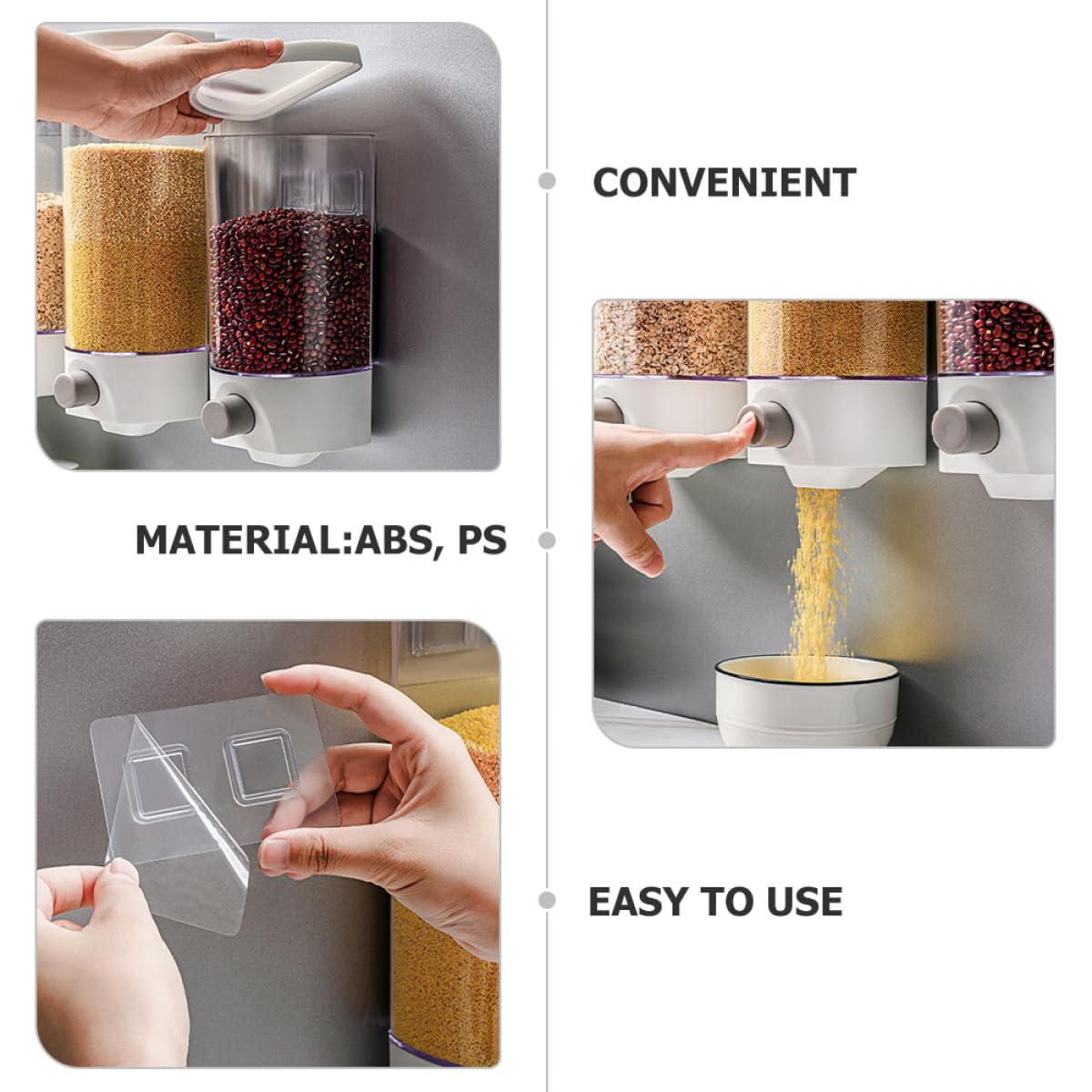 Uonlytech Depósito de Almacenamiento Mural Hermético 2 Piezas 1L 15L Transparente para Harina y Legumbres Dosificador a Presión Contenedor Cocina Organizado para Cereales y Granos Secos
