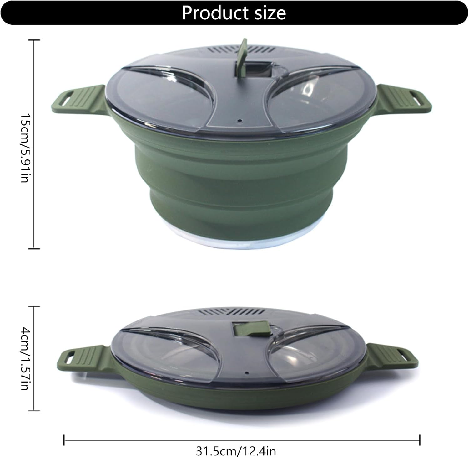 Collapsing Rustless Silicone Cooking Bowls 2 Pack Compact Outdoor Cookware for Backpacking Backpacking Adventures Collapsing Backpacking Container