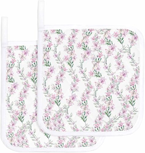 Miniatura 7 de 3 Packs Watercolor Floral Pot Holders Sets for Kitchen,Oven Pan Plate Bowl Pads Heat Proof Mat with Hanging Loop,Terry Cloth Potholders Soft Grip