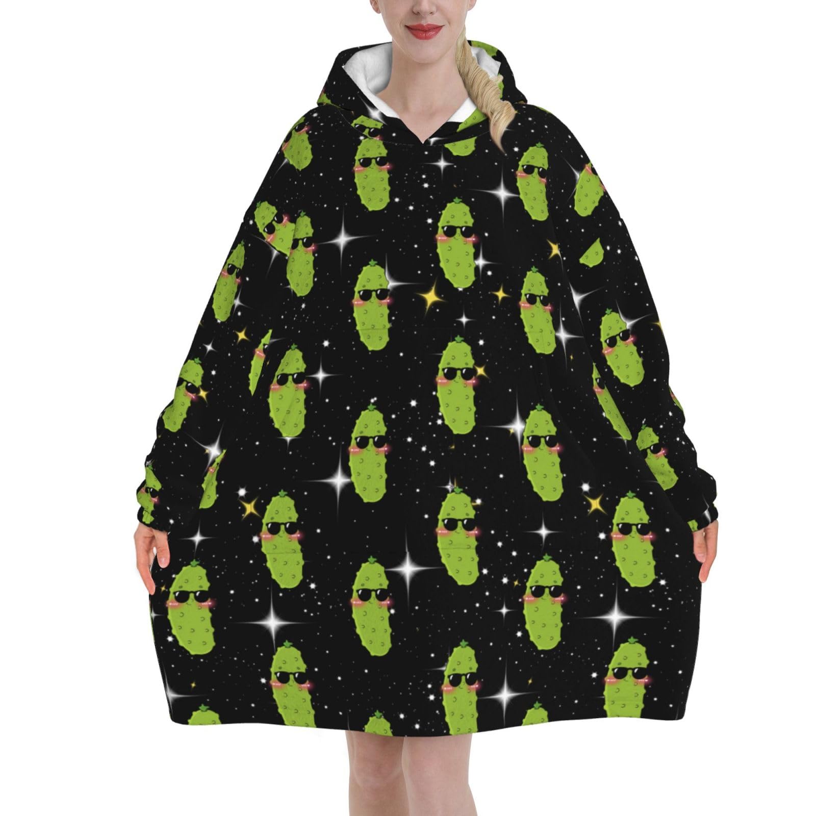 Wearable Blanket Hoodie for Women - Oversized Comfy Flannel Hoodie Blanket Sweatshirt, Snuggly Cool Pickle Printed Hooded Blanket, Cozy Gifts for Teen Girls Sister Women — image 1