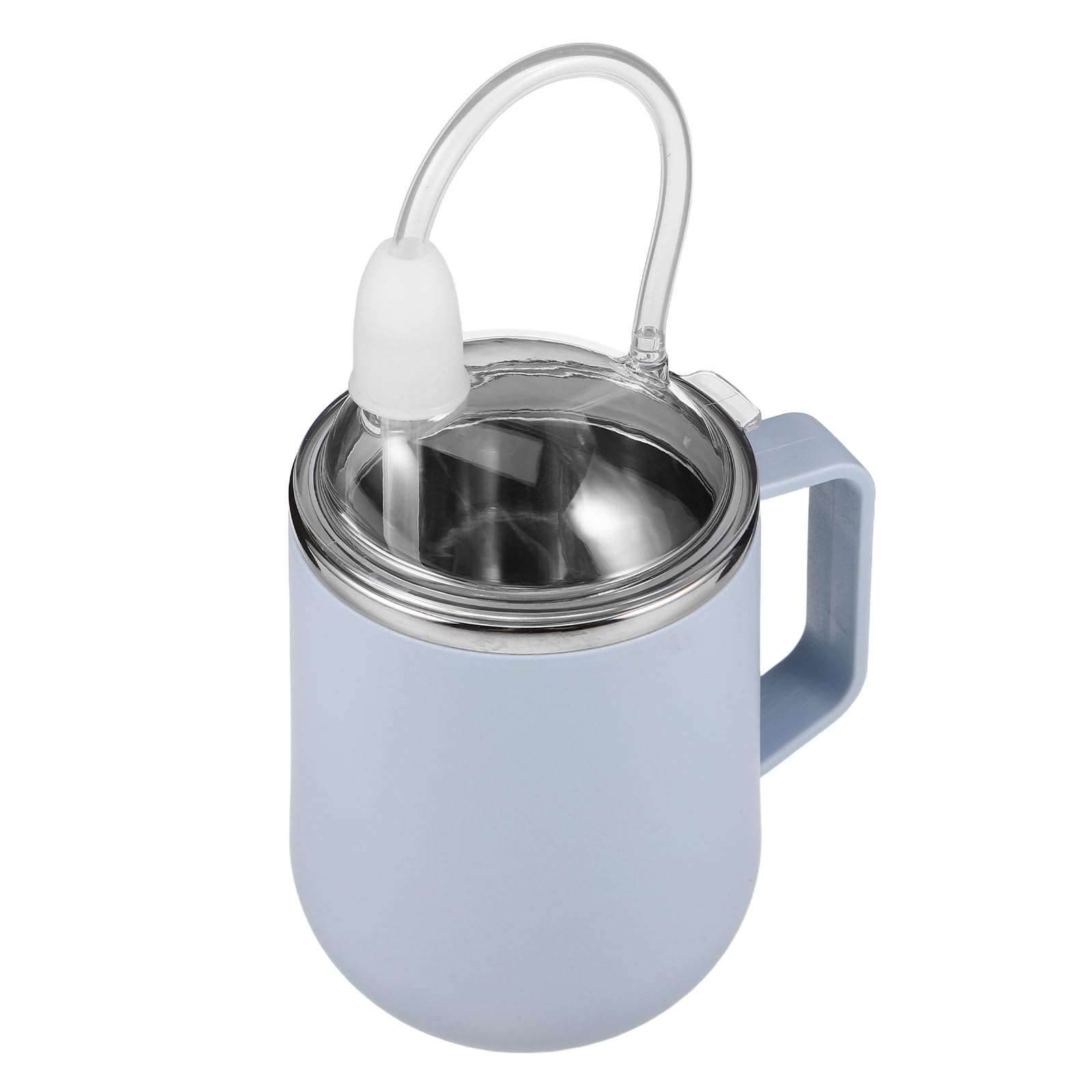 Mikinona Copa de Acero Inoxidable para Beber Antidesbordamiento y Prueba de Fugas con Pajita y Tapa para Ancianos Postrados Cama con Dificultad para Color Azul