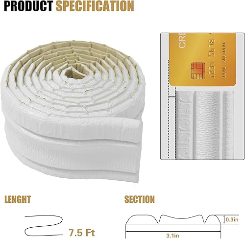 Miniatura 2 de WAPANE Moldura de espuma autoadhesiva de 90 x 3.1 pulgadas, borde de papel tapiz de corona flexible, líneas de bordes de pared 3D, base de pared de