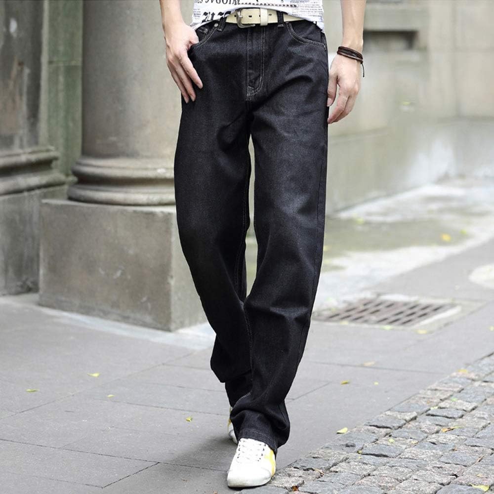 ジーンズ メンズカジュアルストレッチ脂肪ルーズジーンズ シンプル ウォッシャブル ブラック 通気性 高級 Size 34