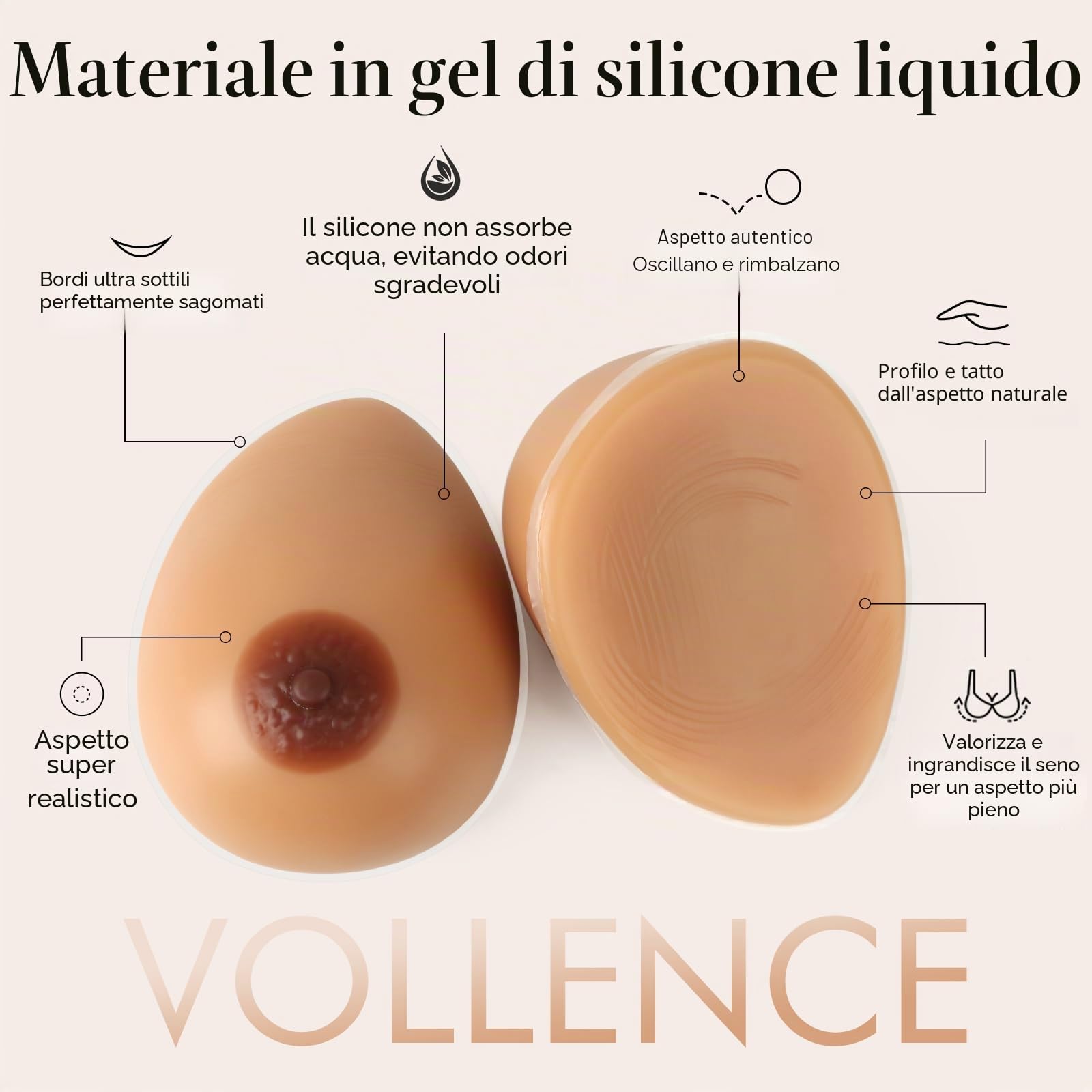 Vollence C Berretto in Silicone Breast Styling Falso Boobs concavo Reggiseno Cuscino Mastectomia Transgender Cosplay Makeup Artist - Suntan