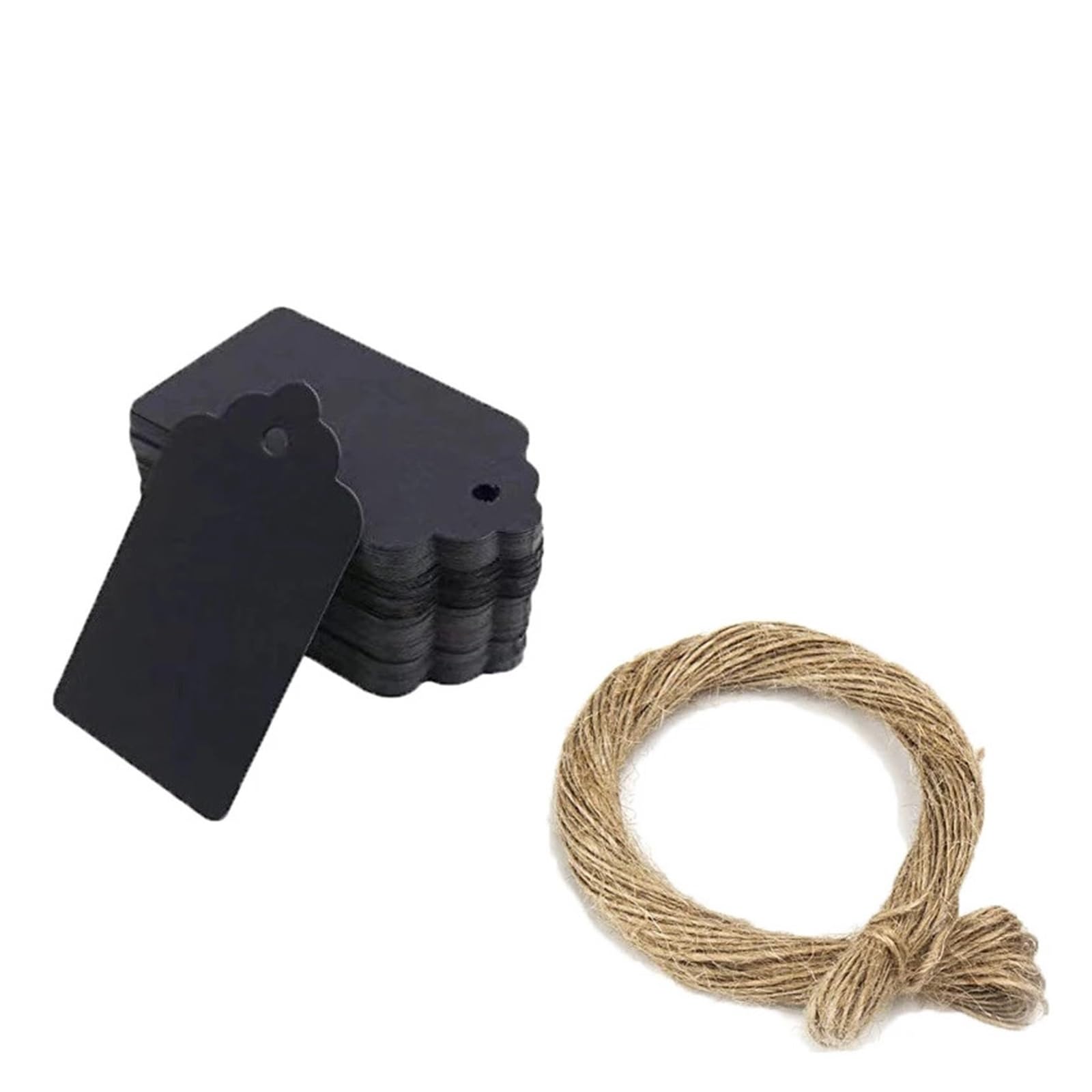 rice Tags with String 200Pcs Kraft Paper Tags With Strings Blank Packaging Labels DIY Gift Hang Sewing Birthday Party Box Decoration For Cupcake Stand(Black)