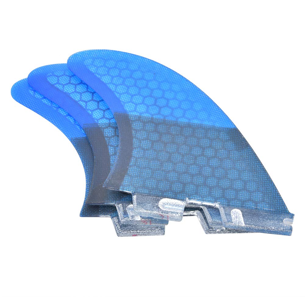 3 ailerons de surf lisses, ailerons arrière légers en fibre de verre, élégants et pratiques, bleus, pour planche de surf et paddleboard. Accessoire de surf flexible et stable.