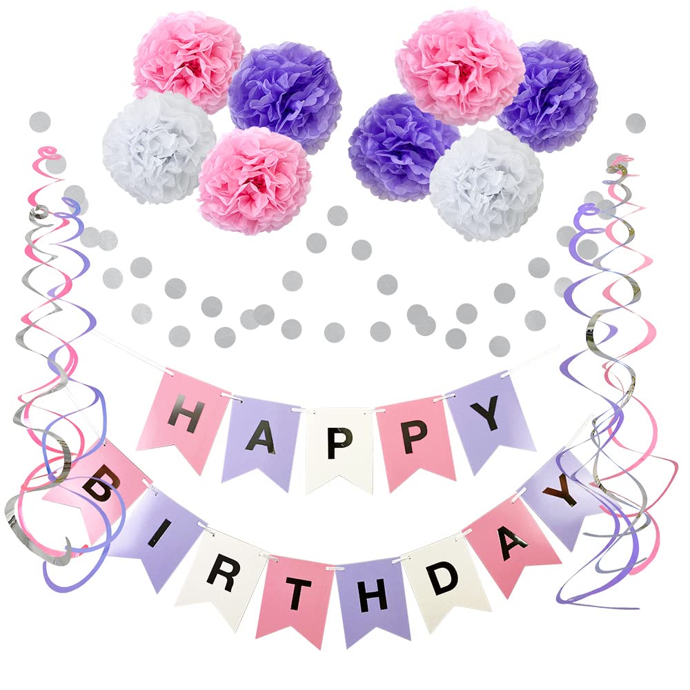 Riii021♡様✶⋆確認専用ページ ガーランド 誕生日 Amazon | regalo 誕生日 飾り付け 紫 ピンク セット ガーランド