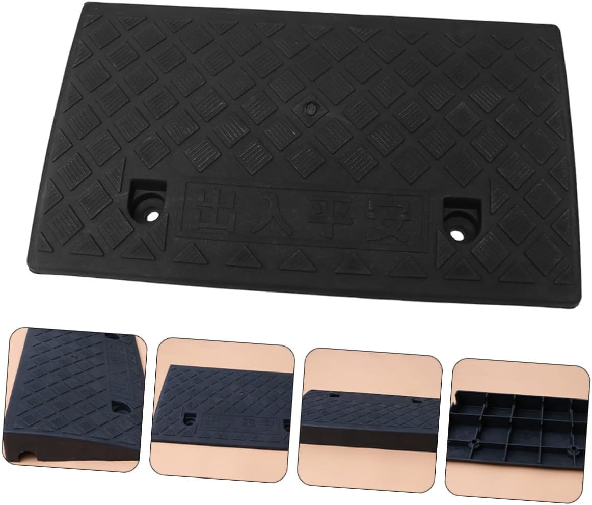 NUOBESTY Vehicle Plastic Threshold Ramp Curb Ramp 50x27x9cm Black for Cars Scooters Motorcycles Loading and Driveway Use