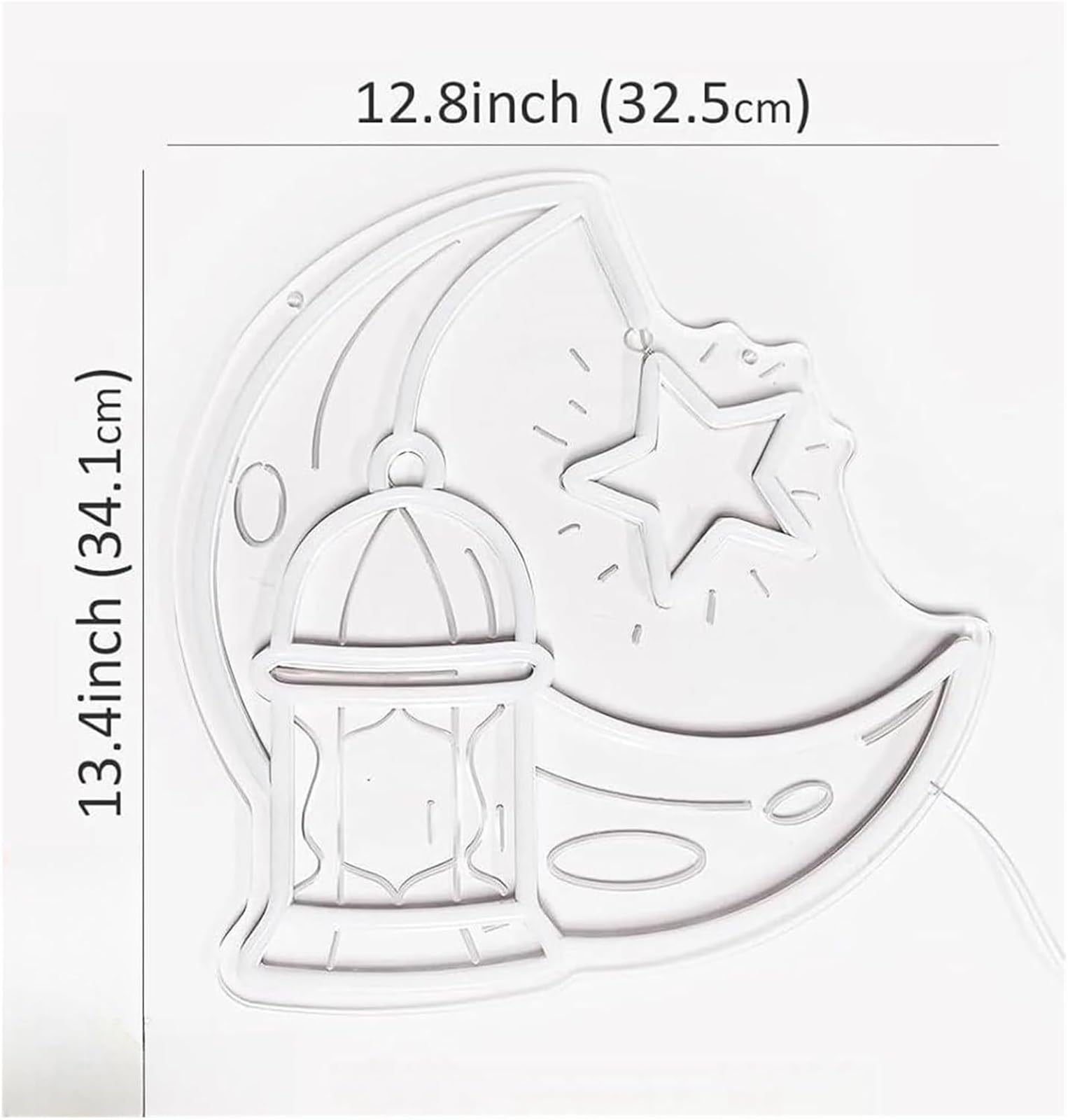 Carteles de neón de arte colgante Ramadán para letrero de neón Castillo Luna para estrella LED para par 34,1 x 32,5 cm