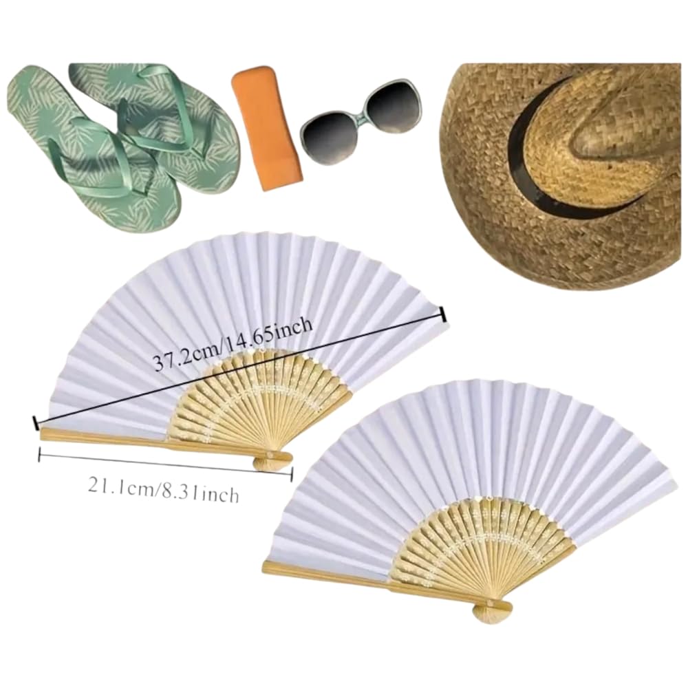 Set di 12/60/120/240 pezzi di VENTAGLI di Legno Bambu' E Carta Bianca per Matrimoni Wedding Sposa Eventi SEGNAPOSTO Chiesa (240)