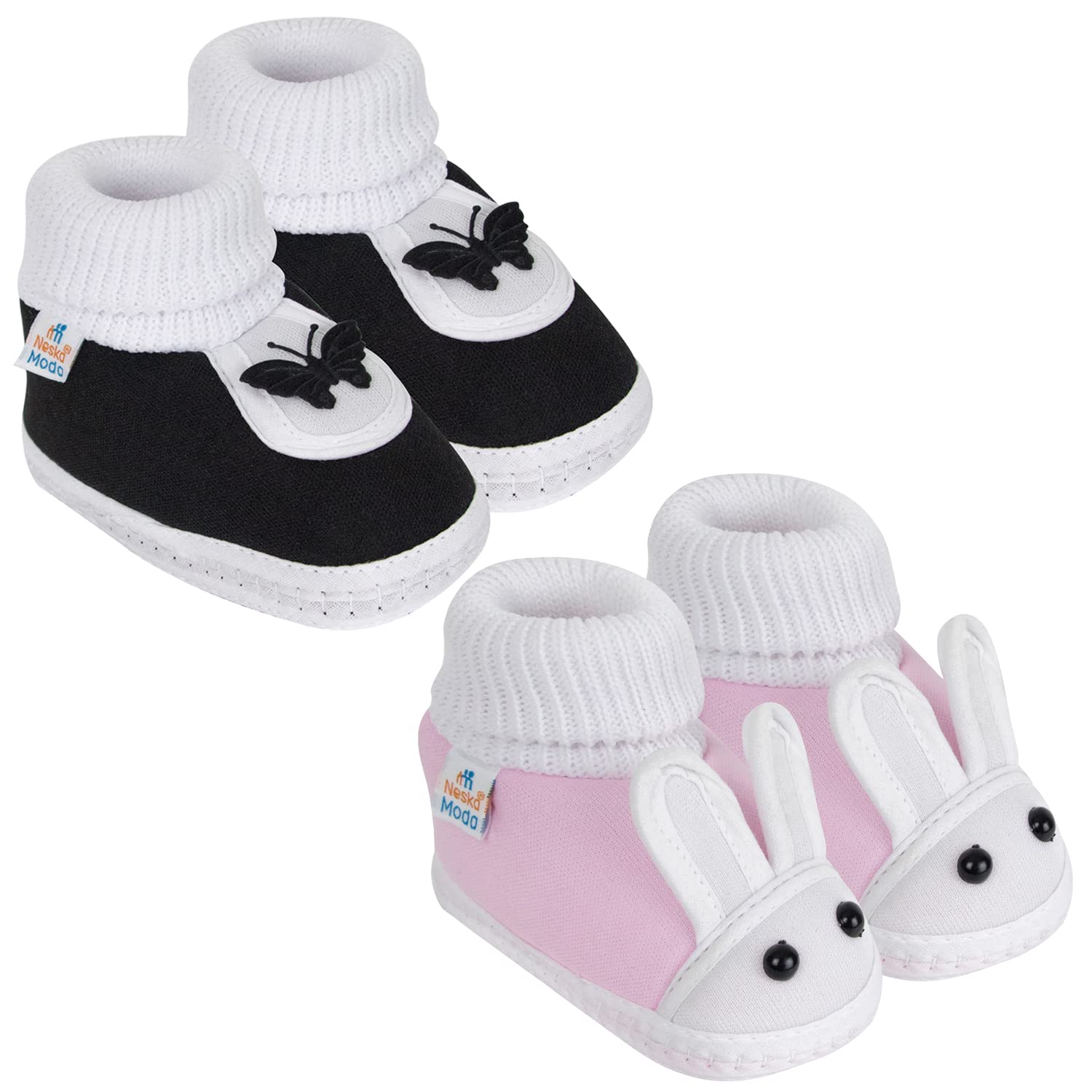Neska Moda 6 To 12 Months Baby Boys & Baby Girls Cotton Rabbit Booties (Baby Pink,Black) -SK126andSK178 (B0BRVJ1G1S) Amazon Price History, Amazon Price Tracker