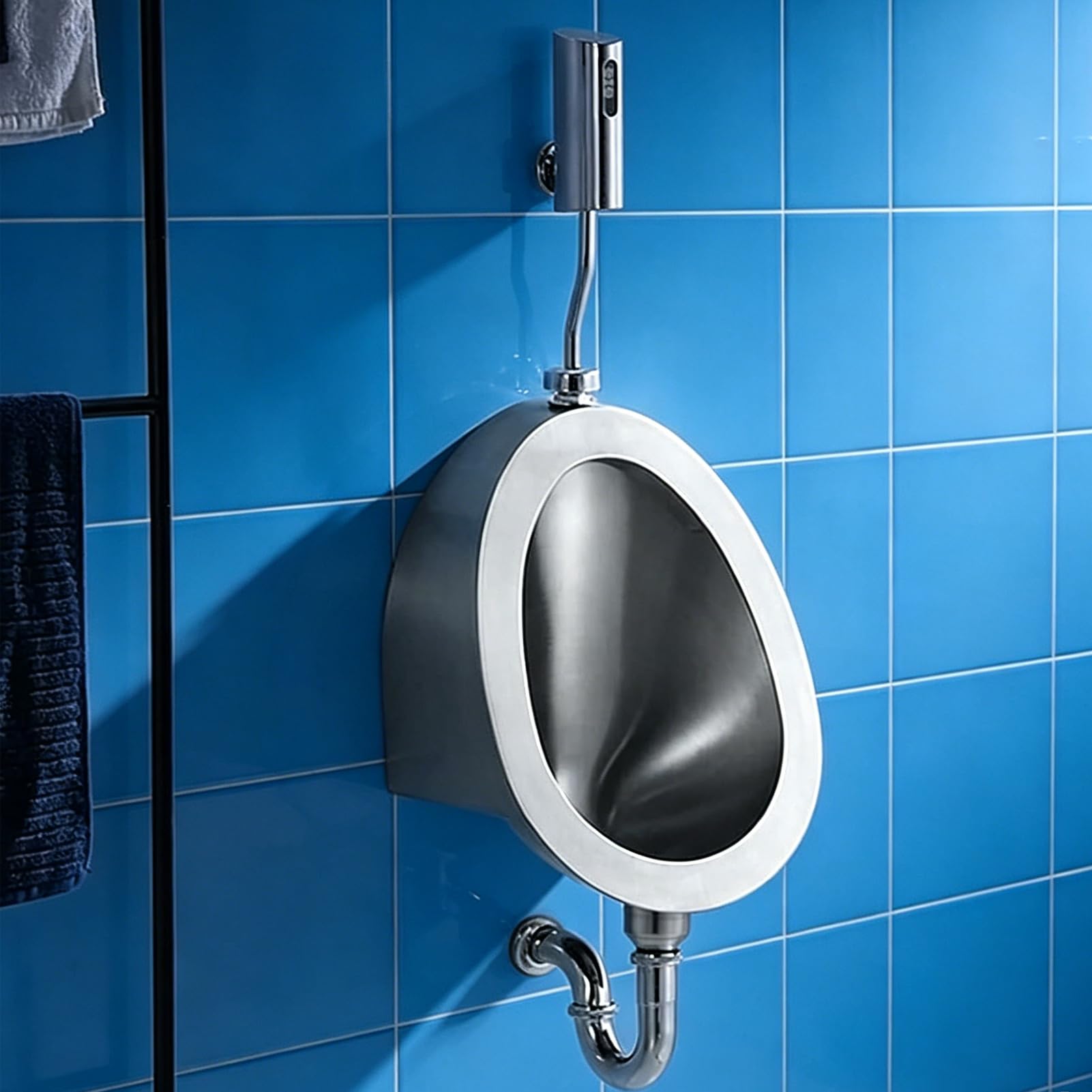 LYJIANGXIN Wall Mounted 304 Stainless Steel Urinal For Man, Intelligent Flushing Urinals For Men, Commercial Automatic Sensor Urinal For Public Restroom, Men Bathroom