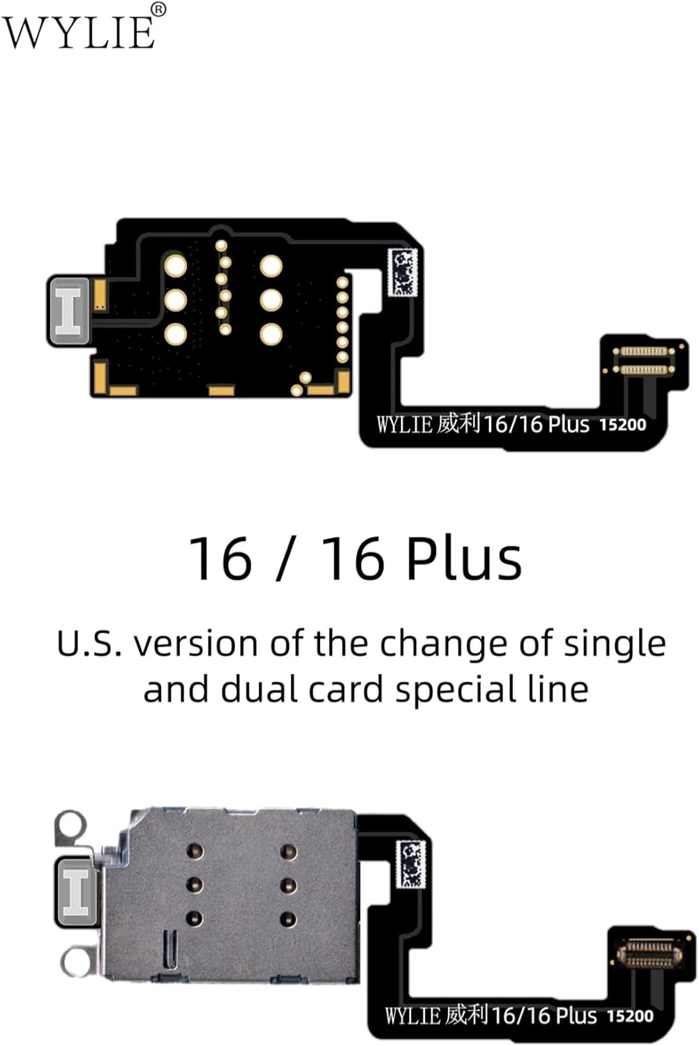 WYLIE for iPhone16 16Plus American Version Built in Dual Card Ribbon Cable No Holes Layering Card Sticker Flex Part Esim Modified to Sim Card Modification Tools Set 7 Pack Black
